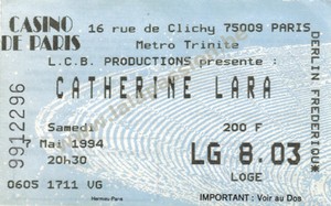 Billet concert Casino de Paris 1994