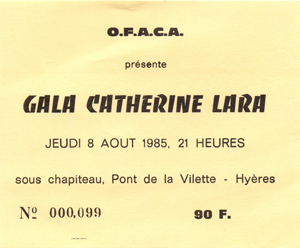 Catherine Lara concert à Pont le vilette le 8 août 1985