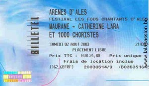 Billet concert Alès 2003