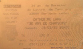Billet concert Mérignac 1995