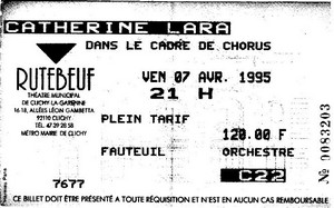 BIllet concert Clichy 1995