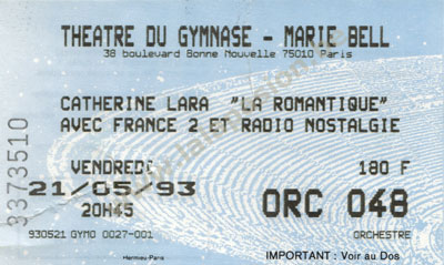 Billet concert les romantiques 1993