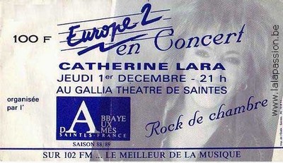 Billet tournée Rock de chambre 1988