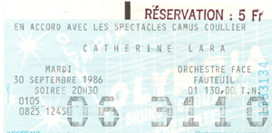 Catherine Lara concert Olympia de Paris 30 septembre 1986