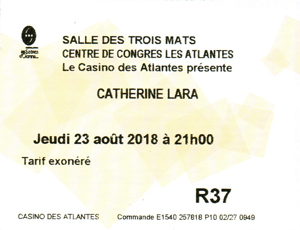 Billet concert Catheirne Lara Les Sables d'Olonne 23 208 2018