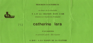 Billet Y a d'la chanson dans l'air La Rchelle-1981 Billet Y a d'la chanson dans l'air La Rchelle-1981
