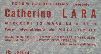 Billet concert Metz - Grigy 1985