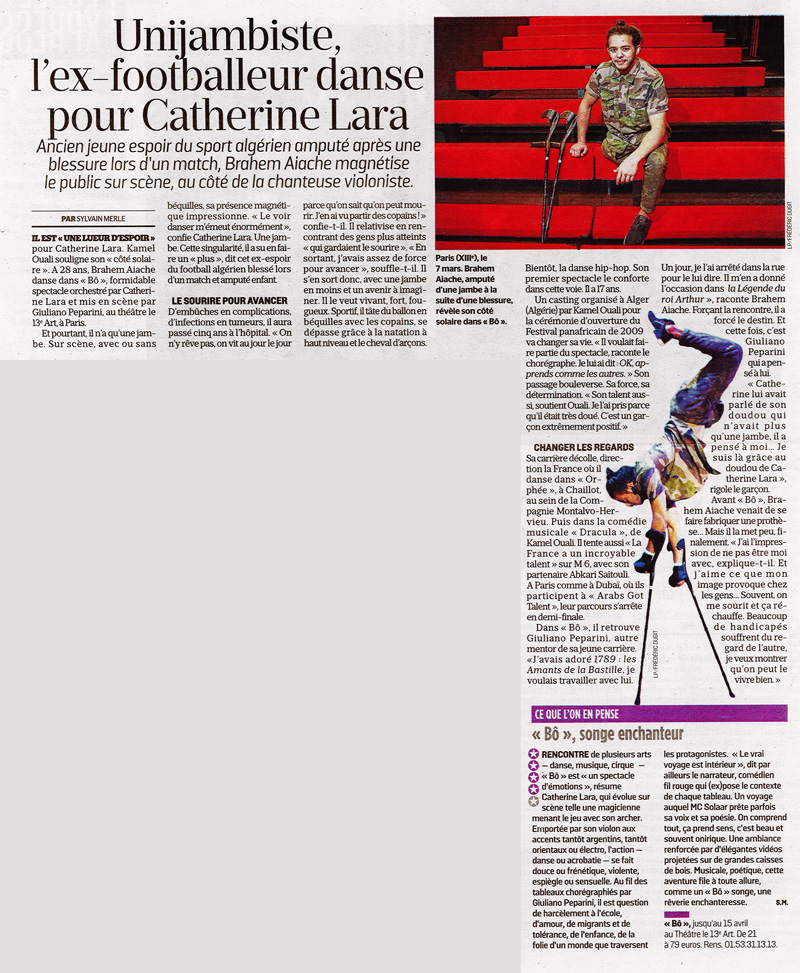 Magnétique Brahem Aiache, danseur unijambiste du spectacle de Catherine Lara